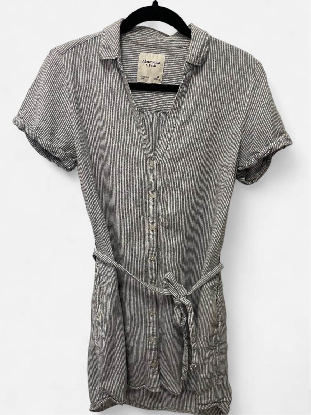 Abercrombie & Fitch blue and White Striped wrap shirt dress size M.